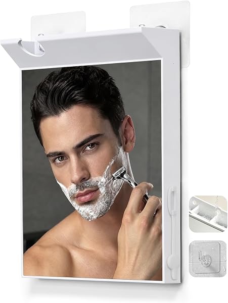 SAIGGNYY Wall Mount Anti-Fog Shower Mirror, White