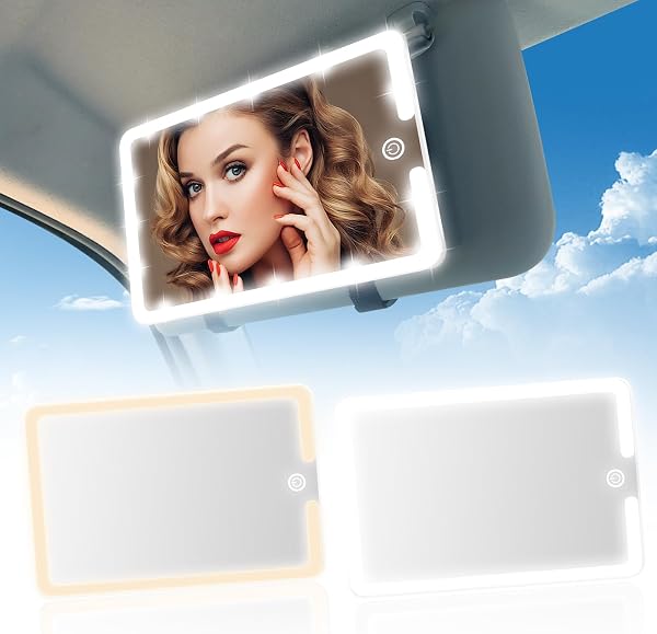 Regular LED Car Sun Visor Vanity Mirror, White, 2 Pack