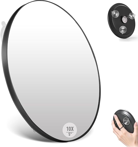 SAIGGNYY 5″ Magnifying Mirror with Suction Cups, 10X or 40X, 10X
