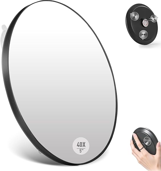SAIGGNYY 5″ Magnifying Mirror with Suction Cups, 10X or 40X, 40X