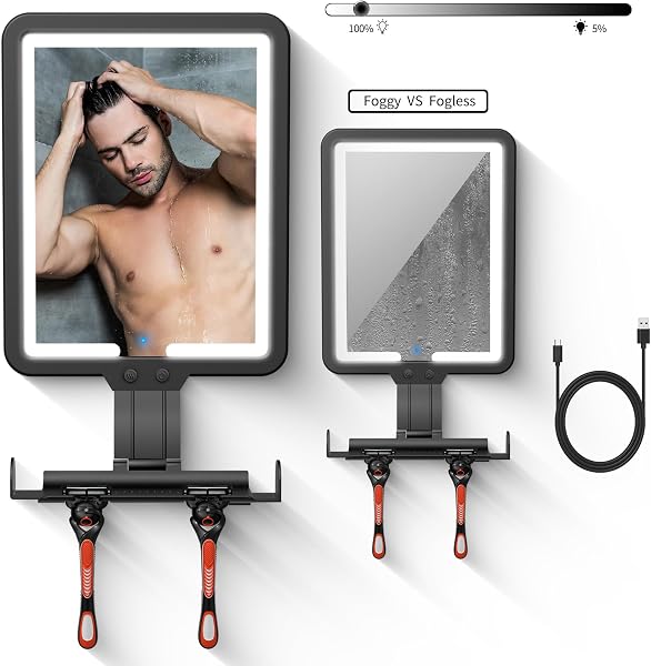 SAIGGNYY Instant Heated Fog-Free Shower Mirror, Black