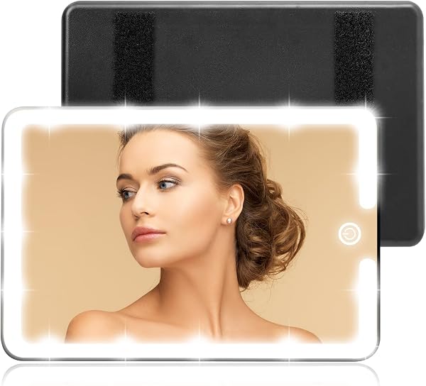SAIGGNYY Regular LED Car Sun Visor Vanity Mirror, Black, 1 Pack