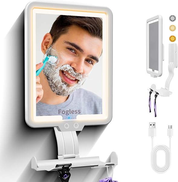 SAIGGNYY Instant Heated Fog-Free Shower Mirror, White